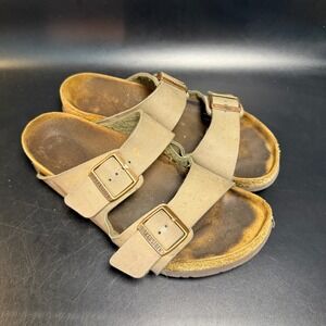 Birkenstock Arizona Sandal Women's 10 EU 41 Taupe Leather Slip On Slides‎